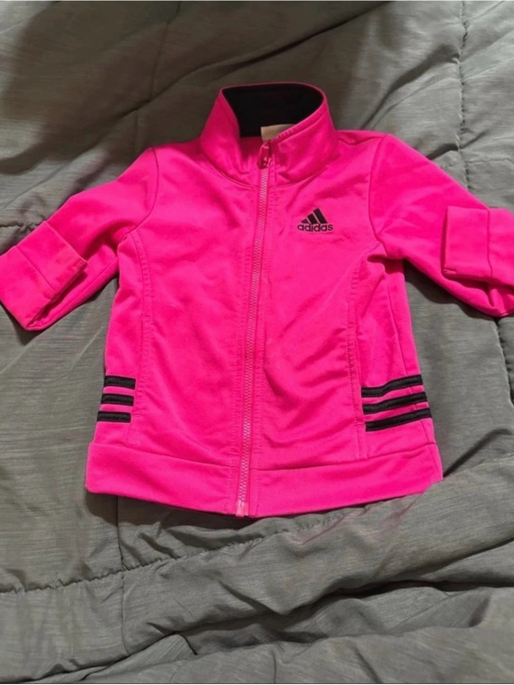 adidas Kids Hot Pink Zip-Front Track Jacket with Black Accents